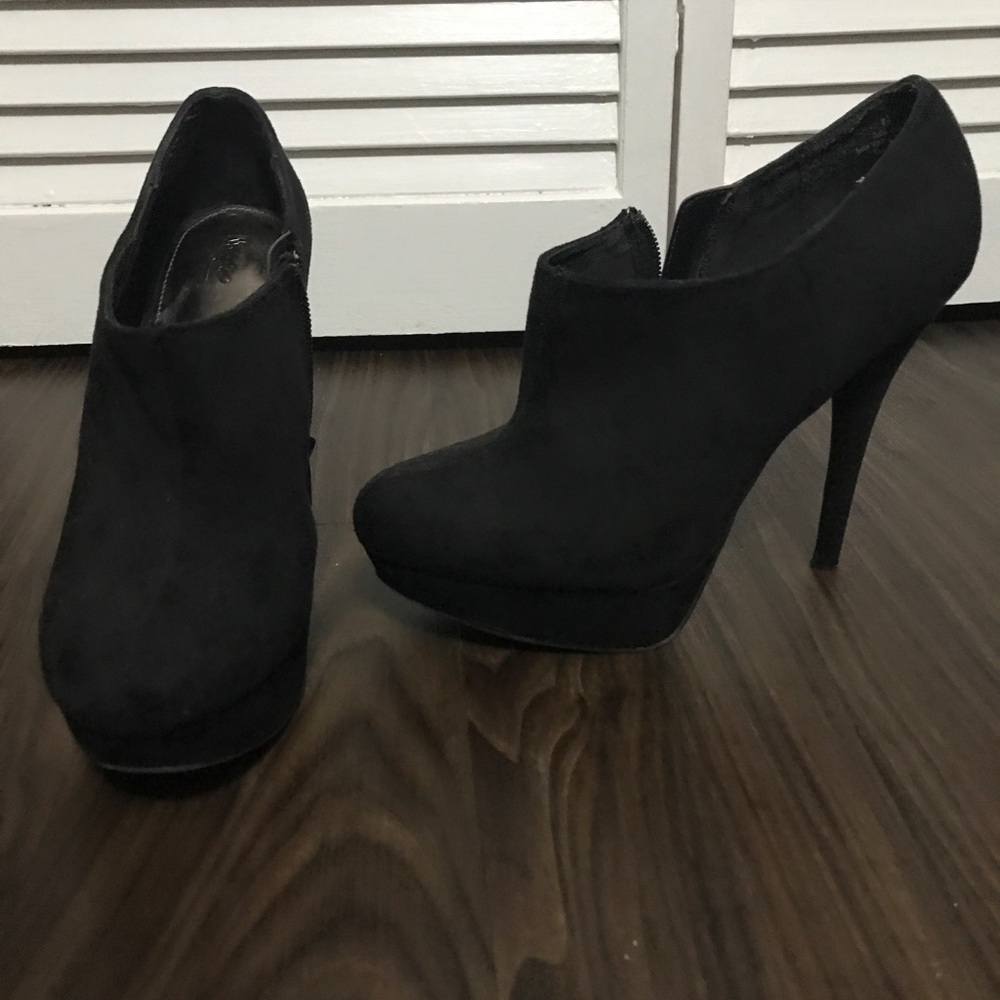 Black, high heel booties